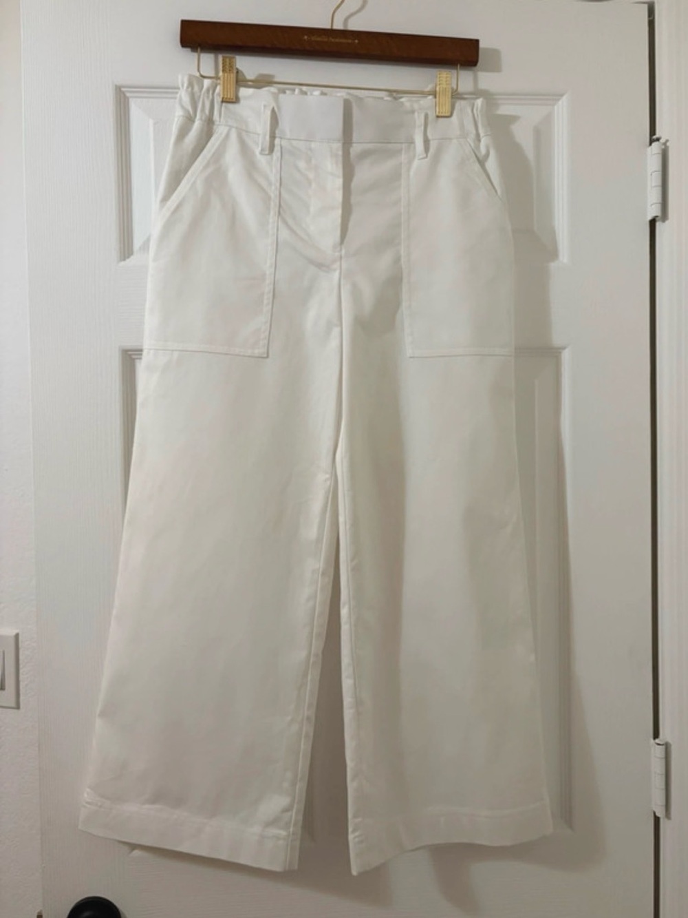 Calvin Klein Wide-Leg Croped White High-Waist Pants XS